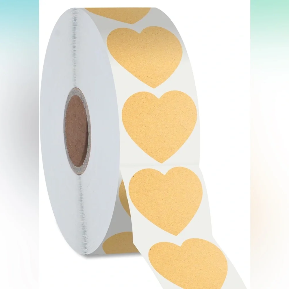 Kraft marron Heart Stickers Self-Adhesive Cute Style Love Pattern STICKER